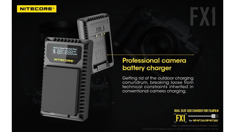 Nitecore FX1 Digital USB Travel Battery Charger - Image 2